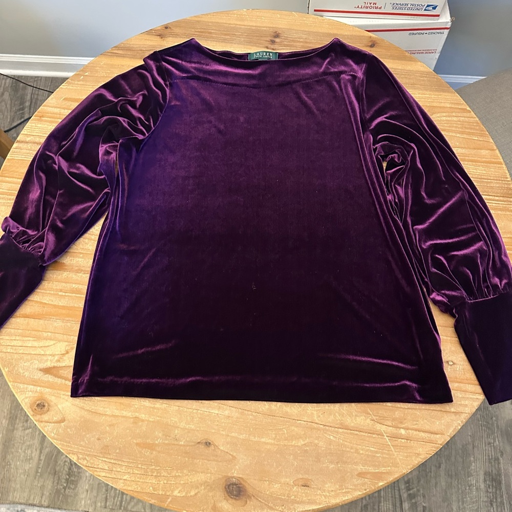 Ralph Lauren Deep Purple Velvet Top